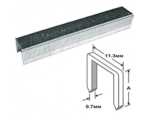 FIT DIY Скобы для степлера закалённые прямоугольные 11,3 мм х 0,7 мм (узкие тип 53) 4 мм, 1000 шт. 31404