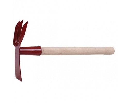 КУРС РОС Мотыжка комбинированная с деревянной ручкой, 3 витых зуба, профиль трапеция 76812