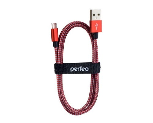 PERFEO Кабель USB2.0 A вилка - Micro USB вилка, красно-белый, длина 1 м. (U4803)