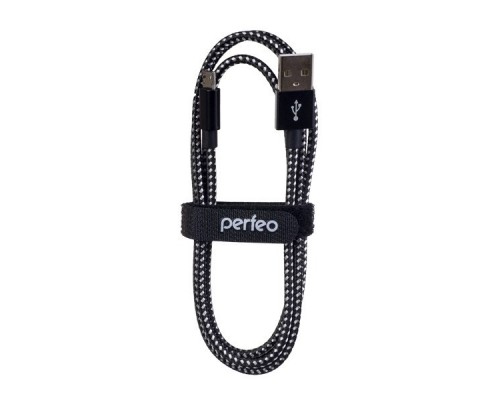 PERFEO Кабель USB2.0 A вилка - Micro USB вилка, черно-белый, длина 1 м. (U4801)