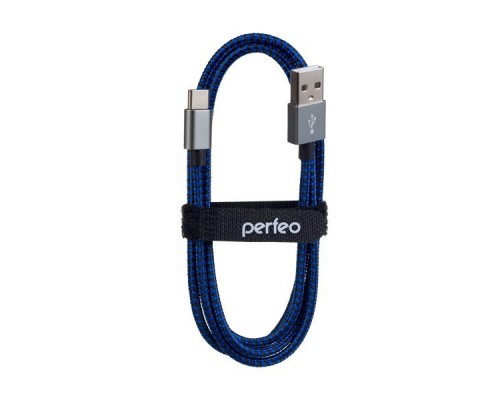 PERFEO Кабель USB2.0 A вилка - USB Type-C вилка, черно-синий, длина 1 м. (U4903)