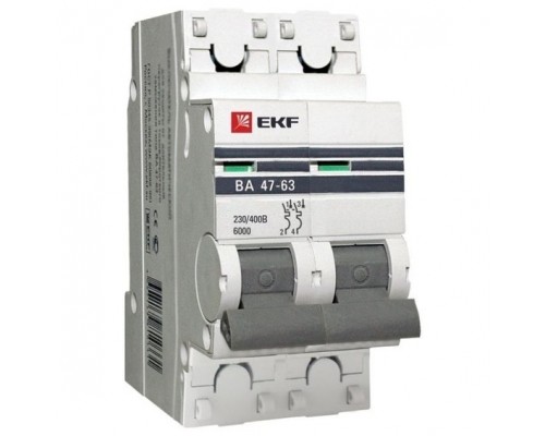 EKF mcb4763-6-2-50B-pro Автоматический выключатель 2P 50А (B) 6кА ВА 47-63 EKF PROxima