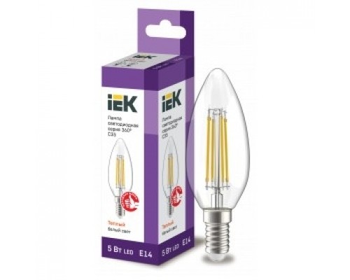 Iek LLF-C35-5-230-30-E14-CL Лампа LED C35 свеча прозр. 5Вт 230В 3000К E14 серия 360°