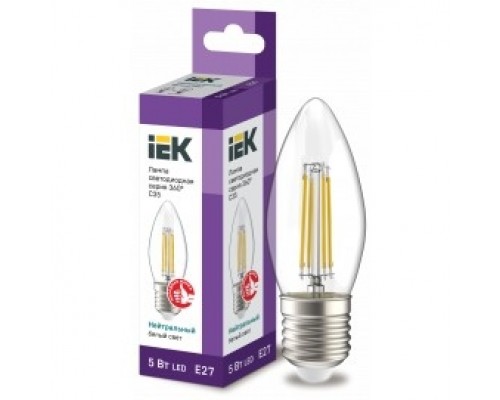 Iek LLF-C35-5-230-40-E27-CL Лампа LED C35 свеча прозр. 5Вт 230В 4000К E27 серия 360°