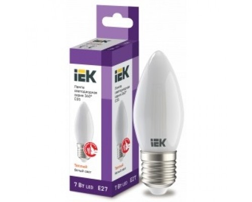Iek LLF-C35-7-230-30-E27-FR Лампа LED C35 свеча матов. 7Вт 230В 3000К E27 серия 360°