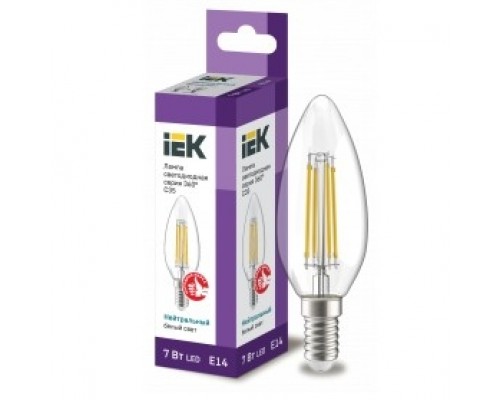 Iek LLF-C35-7-230-40-E14-CL Лампа LED C35 свеча прозр. 7Вт 230В 4000К E14 серия 360°