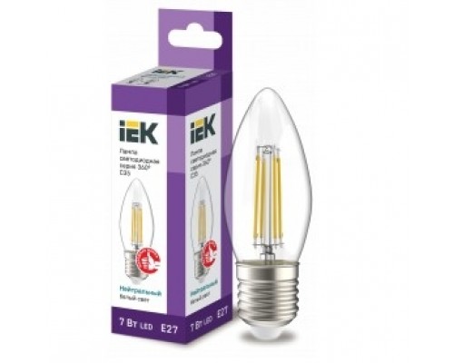 Iek LLF-C35-7-230-40-E27-CL Лампа LED C35 свеча прозр. 7Вт 230В 4000К E27 серия 360°