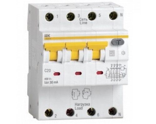 Iek MAD22-6-020-C-30 АВДТ 34 C20 30мА - Автоматический Выключатель Дифф. тока