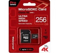 Micro SecureDigital 256Gb QUMO QM256GMICSDXC10U3 MicroSDXC Class 10 UHS-I, SD adapter