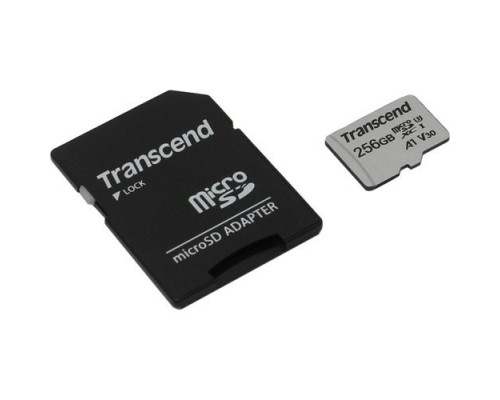 Micro SecureDigital 256Gb Transcend Class 10 TS256GUSD300S-A MicroSDXC Class 10 UHS-I U3, SD adapter
