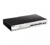 D-Link DGS-1210-10MP/FL1A Управляемый L2 коммутатор с 8 портами 10/100/1000Base-T и 2 портами 1000Base-X SFP (8 портов PoE 802.3af/at, PoE-бюджет 130 Вт)