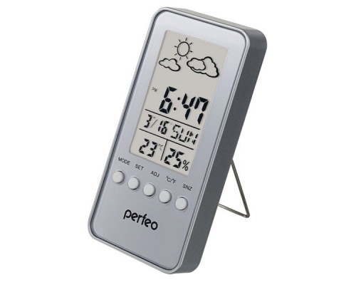 Perfeo Часы-метеостанция Window, серебряный, (PF-S002A) время, температура, влажность, дата