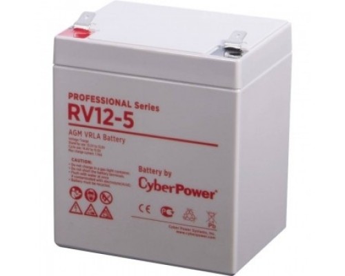 CyberPower Аккумуляторная батарея RV 12-5 12V/5,7Ah клемма F2, ДхШхВ 90х70х101мм, высота с клеммами 107, вес 1,9кг, срок службы 8 лет