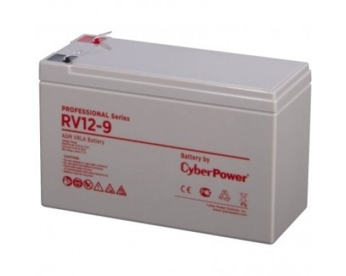 CyberPower Аккумуляторная батарея RV 12-9 12V/9Ah клемма F2, ДхШхВ 151х65х94мм, высота с клеммами 100, вес 2,8кг, срок службы 8 лет