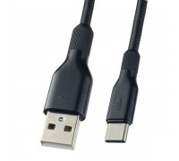 PERFEO Кабель USB2.0 A вилка - USB Type-C вилка, силикон, черный, длина 1 м. (U4907)