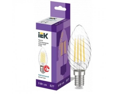 Iek LLF-CT35-5-230-40-E27-CL Лампа LED CT35 свеча вит. 5Вт 230В 4000К E27 серия 360°