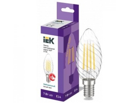 Iek LLF-CT35-7-230-40-E14-CL Лампа LED CT35 свеча вит. 7Вт 230В 4000К E14 серия 360°