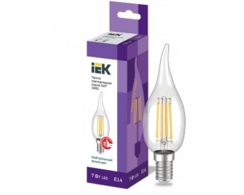 Iek LLF-CB35-7-230-40-E14-CL Лампа LED СВ35 св.н/ветру 7Вт 230В 4000К E14 серия 360°