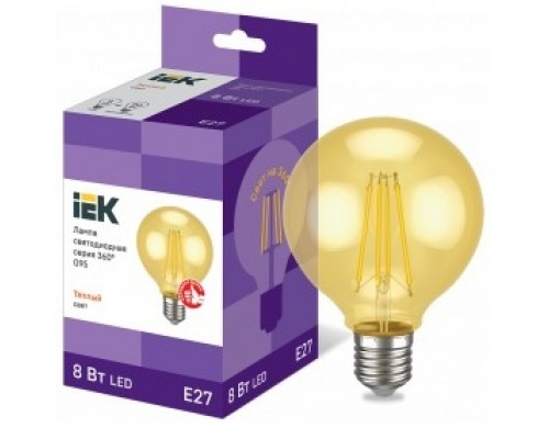 Iek LLF-G95-8-230-30-E27-CLG Лампа LED G95 шар золото 8Вт 230В 2700К E27 серия 360°