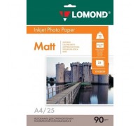 LOMOND 0102029 Фотобумага Односторонняя Матовая, 90г/м2, A4 (21X29,7см)/25л. для струйной печати.