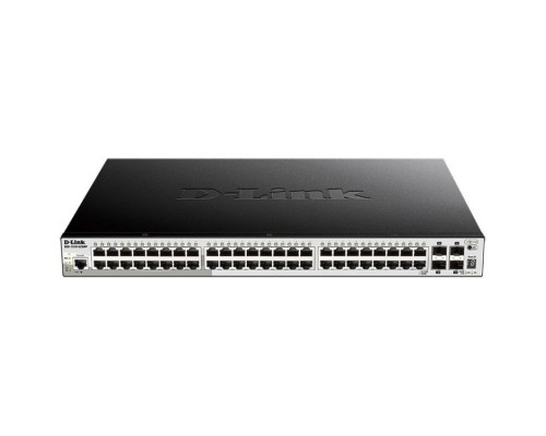 D-Link DGS-1250-52XMP/A1A Настраиваемый L2 коммутатор с 48 портами 10/100/1000Base-T и 4 портами 10GBase-X SFP+ (48 портов PoE 802.3af/at, PoE-бюджет 370 Вт)