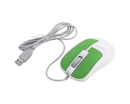 Gembird MOP-410-GRN , USB, зелёный, 3 кнопки+колесо кнопка, soft touch, 1600 DPI кабель 1.5м