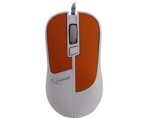 Gembird MOP-410-O , USB, оранжевый, 3 кнопки+колесо кнопка, soft touch, 1600 DPI, кабель 1.5м