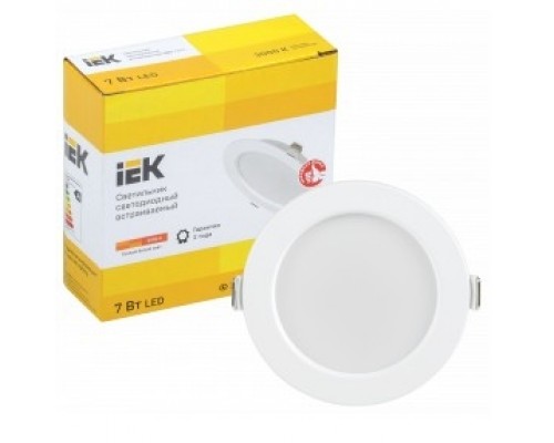 Iek LDVO0-1611-07-3000-K01 Светильник LED ДВО 1611 белый круг 7Вт 3000К IP20 пластик. корпус, диам 95 мм