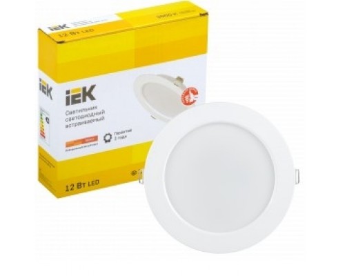 Iek LDVO0-1613-12-3000-K01 Светильник LED ДВО 1613 белый круг 12Вт 3000К IP20 пластик. корпус, диам 145 мм