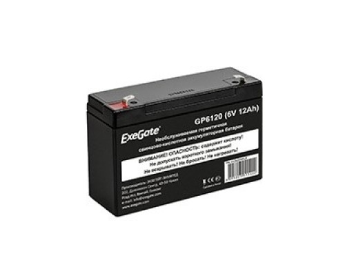 Exegate EX282954RUS Аккумуляторная батарея GP6120 (6V 12Ah, клеммы F1)
