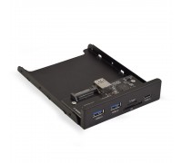 Exegate EX283578RUS Планка USB на переднюю панель ExeGate U3H-621, 3,5, 2*USB3.0+1*TypeC+1*SD+TF card, черная, металл, подсоединение к мат. плате