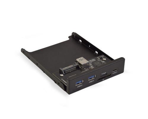 Exegate EX283578RUS Планка USB на переднюю панель ExeGate U3H-621, 3,5, 2*USB3.0+1*TypeC+1*SD+TF card, черная, металл, подсоединение к мат. плате