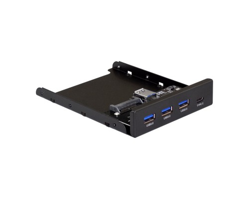 Exegate EX283579RUS Планка USB на переднюю панель ExeGate U3H-623, 3,5, 3*USB3.0+1*TypeC, черная, металл, подсоединение к мат. плате