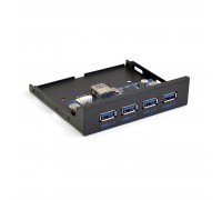 Exegate EX283580RUS Планка USB на переднюю панель ExeGate U3H-625, 3,5, 4*USB3.0, черная, металл, подсоединение к мат. плате