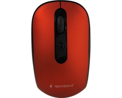 Gembird MUSW-355-R беспроводная, красный,бесш.клик, soft touch, 3кн.+колесо-кнопка, 1600DPI, 2,4ГГц