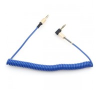 Кабель аудио (угловой) спиральный Cablexpert CCAB-02-35MMLC-1.8MU. 3.5 джек (M)/3.5 джек (M), синий, 1.8м, блистер