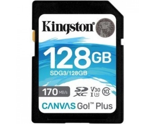 SecureDigital 128Gb Kingston Canvas Go Plus SDXC UHS-I U3 V30 (170/90 Mb/s) SDG3/128GB