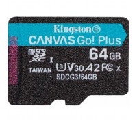 Micro SecureDigital 64Gb Kingston Canvas Go Plus UHS-I U3 A2 (170/70 MB/s) SDCG3/64GBSP