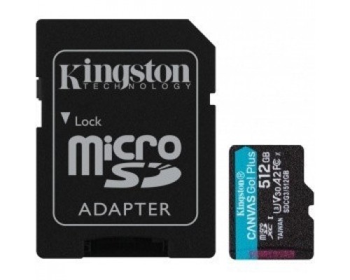 Micro SecureDigital 512Gb Kingston UHS-I U3 V30 Canvas Go Plus (SD адаптер) 170MB/s SDCG3/512GB