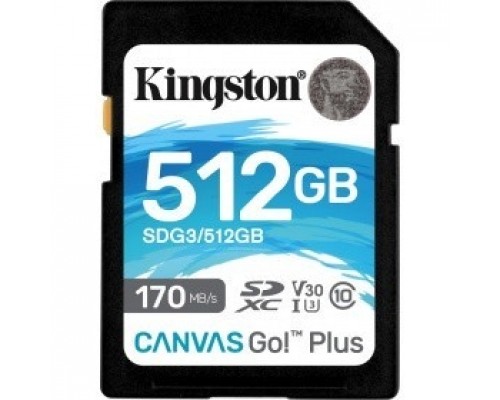 SecureDigital 512Gb Kingston SDXC Class 10 UHS-I U3 V30 Canvas Go Plus 170MB/s SDG3/512GB