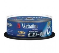 Verbatim и CD-R Verbatim 52-x 700Mb, Cristal AZO, Cake Box 25 шт. (43352)
