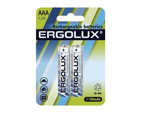 Ergolux AAA-1100mAh Ni-Mh BL-2 (NHAAA1100BL2, аккумулятор,1.2В) (2 шт. в уп-ке)