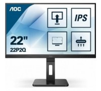 LCD AOC 21.5 22P2Q Black с поворотом экрана IPS, 1920x1080, 75Hz, 4 ms, 178°/178°, 250 cd/m, 50M:1, +DVI, +HDMI, +2xDisplayPort 1.2, +4xUSB 3.2 2x2W