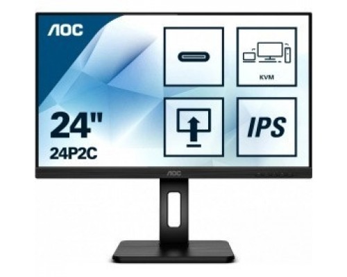 LCD AOC 24 24P2C Black с поворотом экрана IPS 1920x1080 75Hz 4ms 178/178 250cd HDMI DisplayPort1.2 4xUSB3.2 USB-C MM