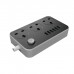 Perfeo LD_B4440 LDNIO SC3604/ Сетевой удлинитель 2м EU_UK_US + ЗУ на 6 USB/ 3 розетки (медь) - 2500W/USB 17W/ Gray