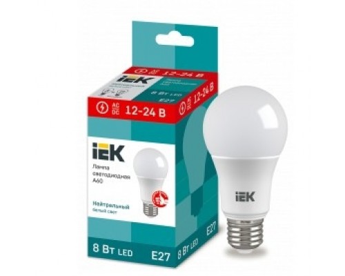 Iek LLE-A60-08-12-24-40-E27 Лампа LED A60 шар 8Вт 12-24В 4000К E27
