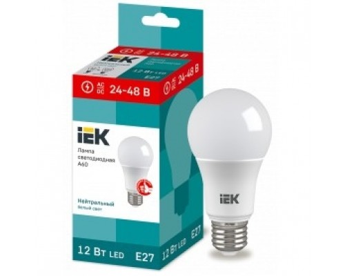 Iek LLE-A60-12-24-48-40-E27 Лампа LED A60 шар 12Вт 24-48В 4000К E27