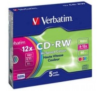 Verbatim и CD-RW 8-12x 700Mb 80min (Slim Case, 5 шт.) 43167