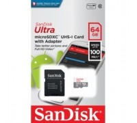 Micro SecureDigital 64Gb SanDisk SDSQUNR-064G-GN3MA Ultra Light + adapter