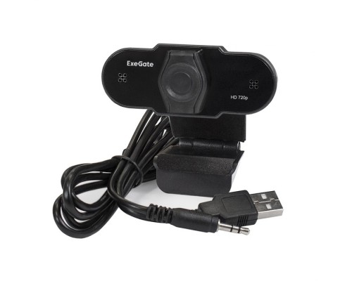 Exegate EX287386RUS Веб-камера ExeGate BlackView C525 HD Tripod (матрица 1/3 1,3 Мп, 1280х720, 720P, 30fps, 4-линзовый объектив, USB+35mm Jack, фиксированный фокус, микрофон с шумоподавлением)